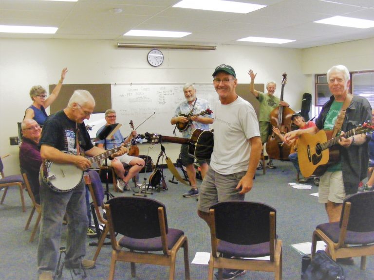 Featured here is Steve Hanson's Bluegrass Camp enjoying use of our meeting room for their practice sessions